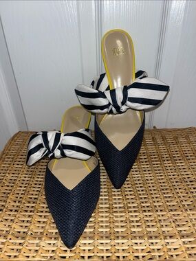 CABI Striped bow kitten heels 6022